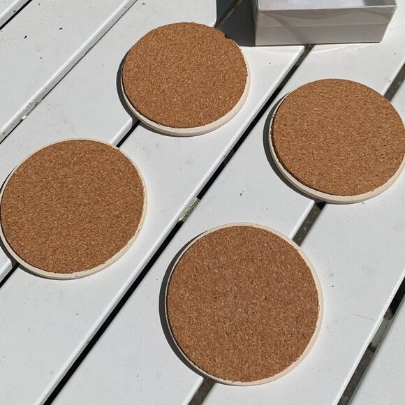 Vtg Four Seasons American Folk Art New England Ceramic Coasters 4pc Set - Picture 7 of 14